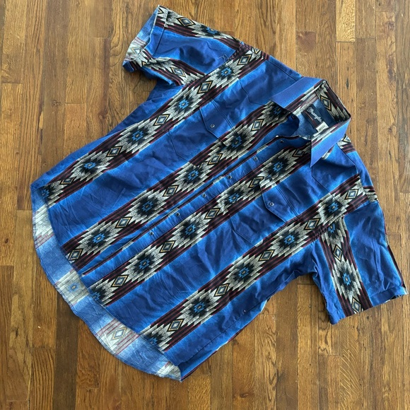 Vintage Wrangler Aztec Southwestern Pearl Snap Button Down - Picture 1 of 4